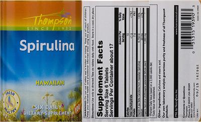 Label of Spirulina