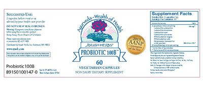 Label of Probiotic 100B
