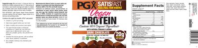 Label of PGX Vegan Protein Dark Chocolate