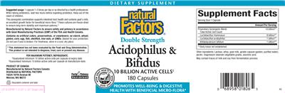 Label of Double Strength Acidophilus & Bifidus