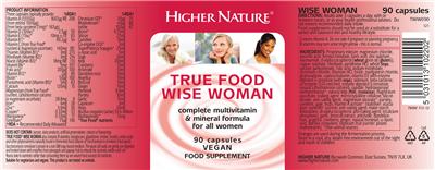 Label of True Food Wise Woman