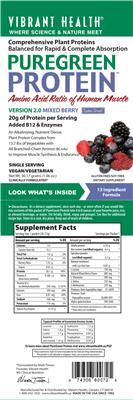Label of PureGreen Protein Mixed Berry