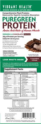Label of PureGreen Potein Chocolate