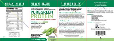 Label of PureGreen Protein Natural