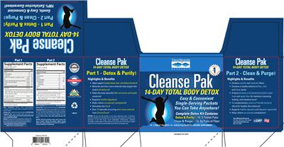 Label of Cleanse Pak 14-Day Total Body Detox