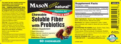 Label of Chewable Soluble Fiber With Probiotics