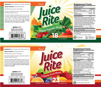 Label of Juice Rite Organic Vegetable Blend