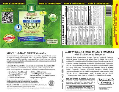 Label of CoEnzymated Men's Multi Vit-A-Min