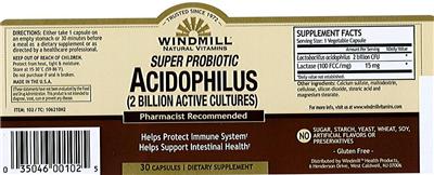 Label of Super Probiotic Acidophilus