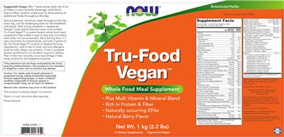 Label of Tru-Food Vegan Natural Berry Flavor