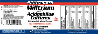 Label of Milltrium With Acidophilus Cultures