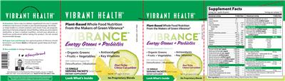 Label of Vibrance Energy Greens + Probiotics Citrus Cucumber