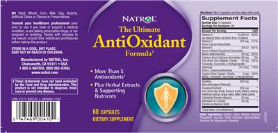 Label of The Ultimate Anti Oxidant Formula