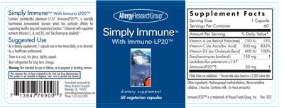 Label of Simply Immune With Immune-LP20