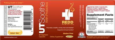 Label of UTSoothe with Probiotics