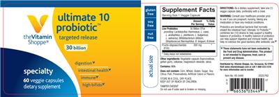 Label of Ultimate 10 Probiotic 30 Billion