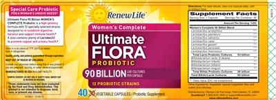 Label of Ultimate Flora 90 Billion Women's Complete Probiotic