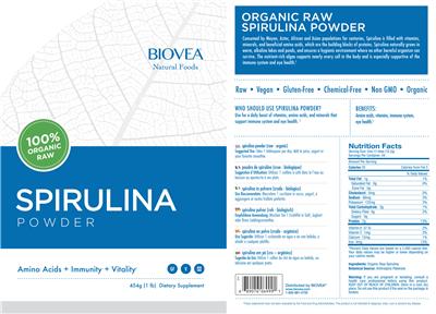 Label of Spirulina Powder