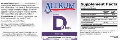 Label of Vitamin D3 2000 IU