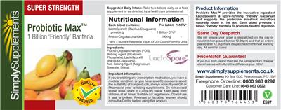 Label of Super Strength Probiotic Max