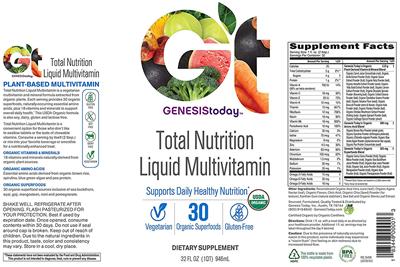 Label of Total Nutrition Liquid Multivitamin