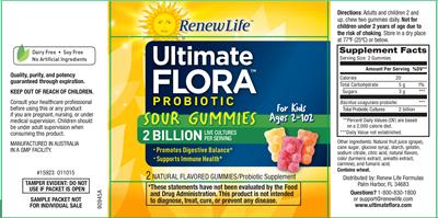 Label of Ultimate Flora Probiotic Sour Gummies 2 Billion