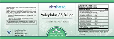 Label of Vidophilus 35 Billion