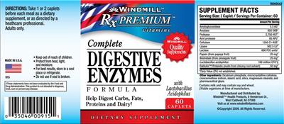 Label of Complete Digestive Enzymes Formula