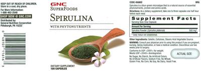 Label of Spirulina