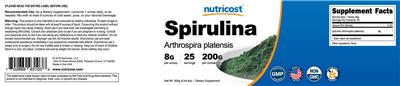 Label of Spirulina 8 g