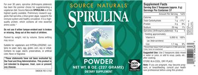 Label of Spirulina Powder