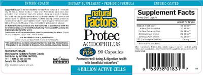 Label of Protec Acidophilus With FOS