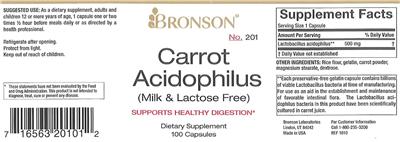 Label of Carrot Acidophilus
