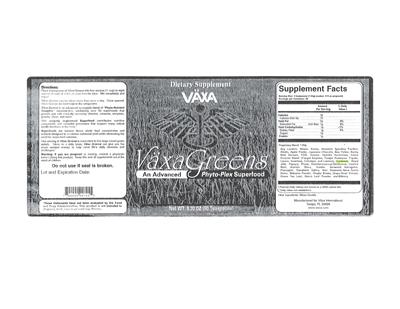 Label of Vaxa Greens