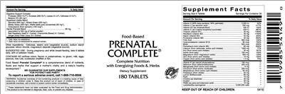 Label of Food-Based Prenatal Complete