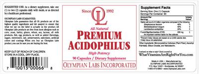 Label of Premium Acidophilus